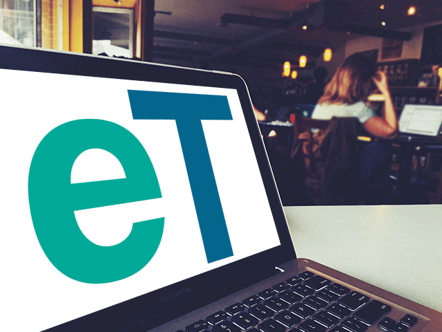 eT logo on laptop