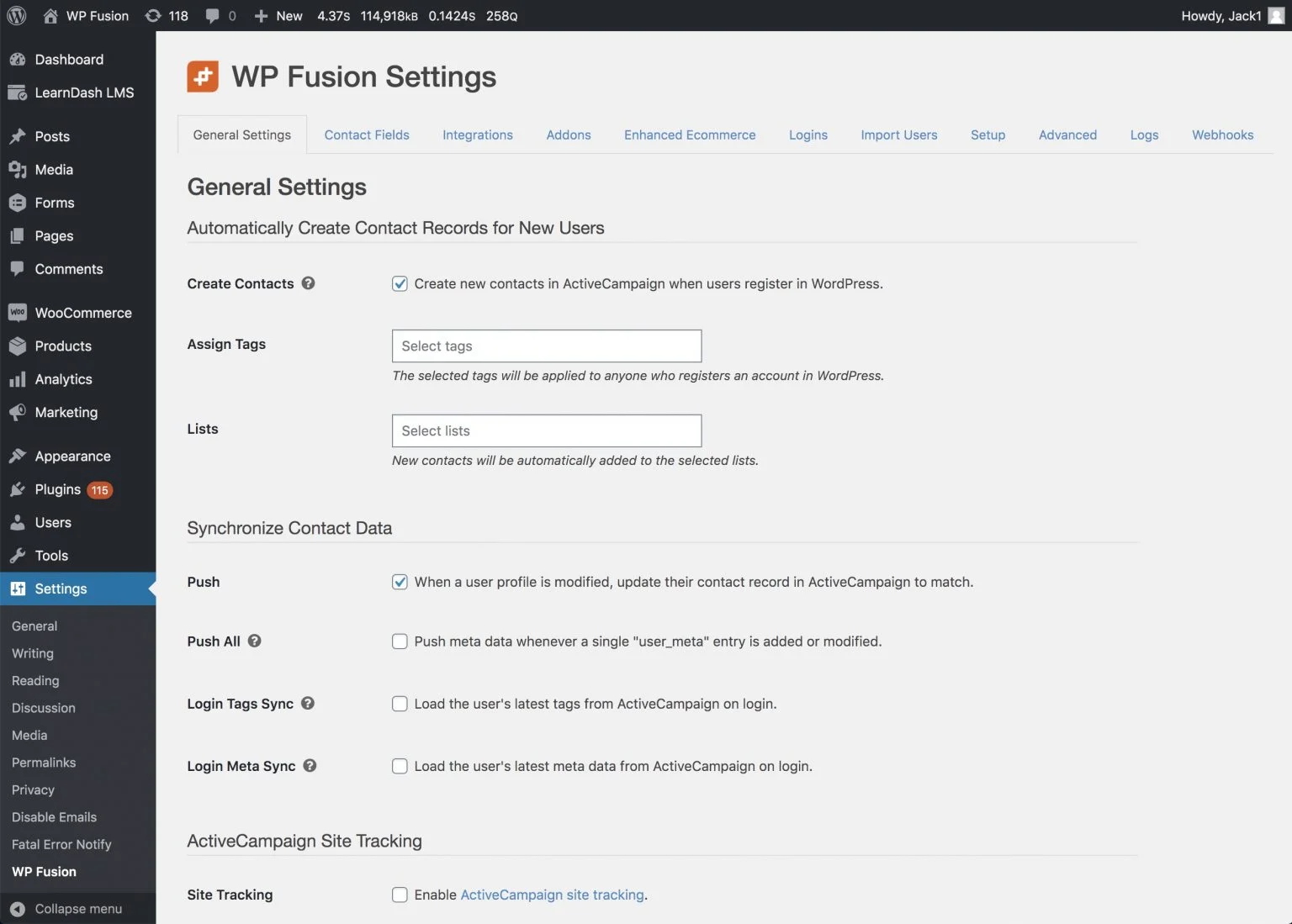 WP Fusion General Settings